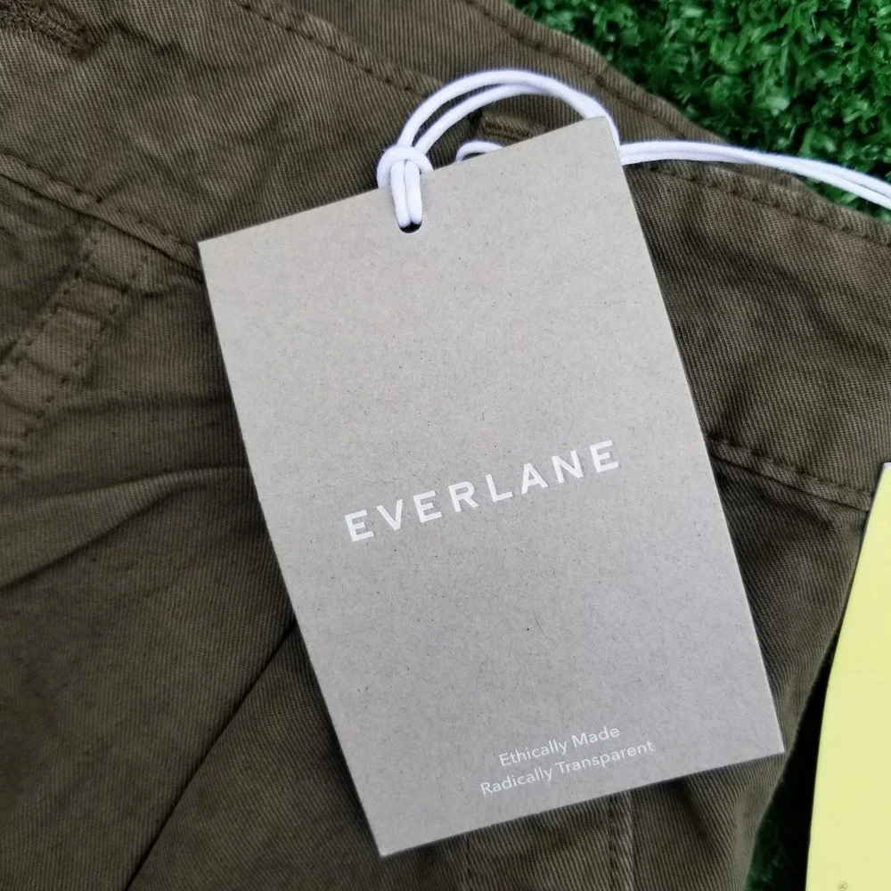 Everlane Wide Leg Pants Womens 4 Brown / Green Linen Blend Seamed High Rise Crop